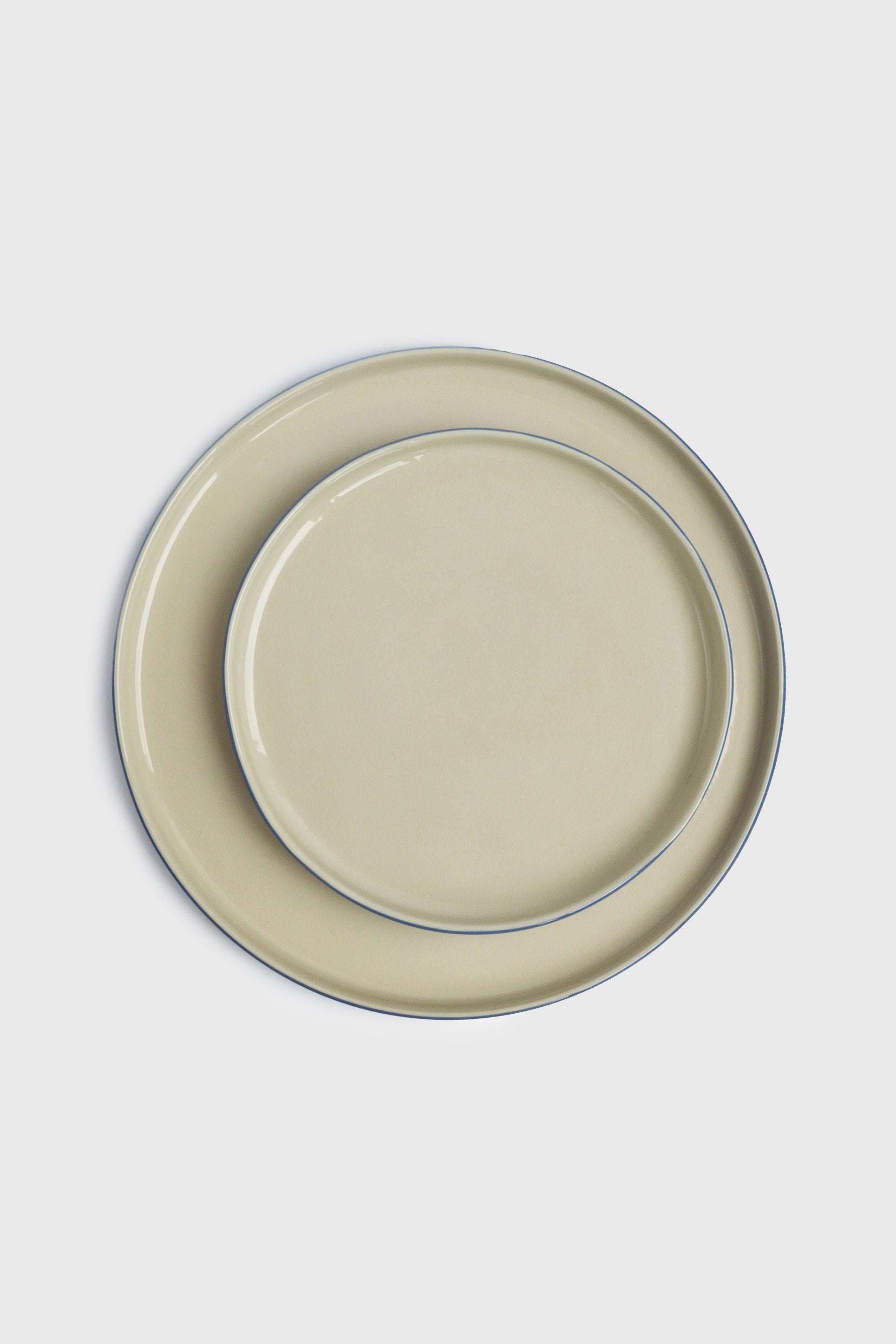 Handmade Blue Porcelain Dinner Plates. Forget-me-not/Chocolate