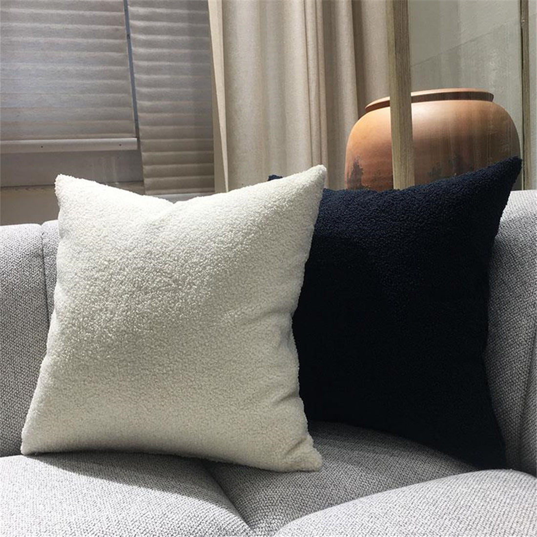 18"x18" Teddy Faux Fluffy Solid Color FULL set of Throw Pillow (With  Insert)